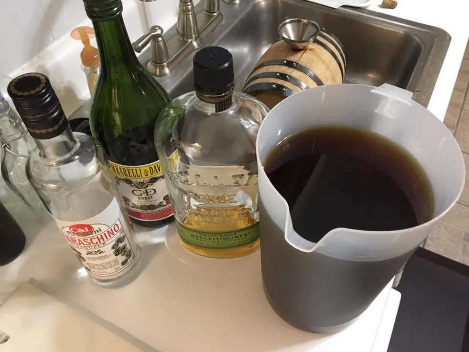Filling a barrel with a large batch cocktail