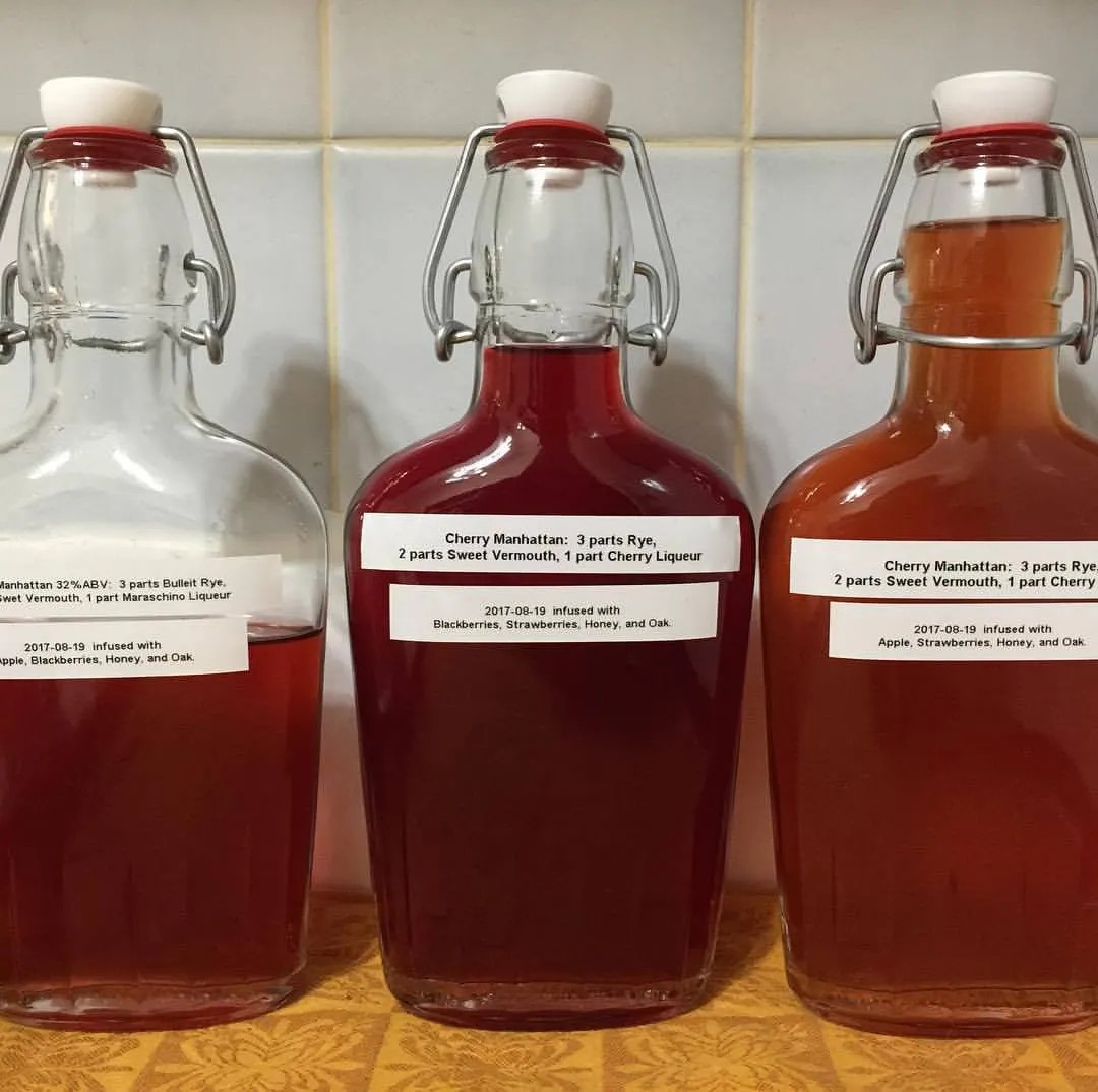 Finished infused cocktails ready to share