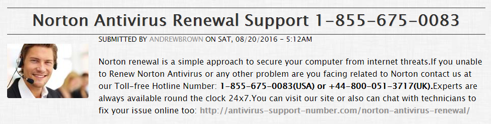 Example spam post on Drupal 7